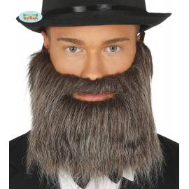Barba y bigote gris con goma elastica