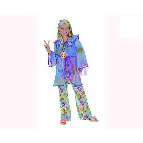 Disfraz hippy azul niña